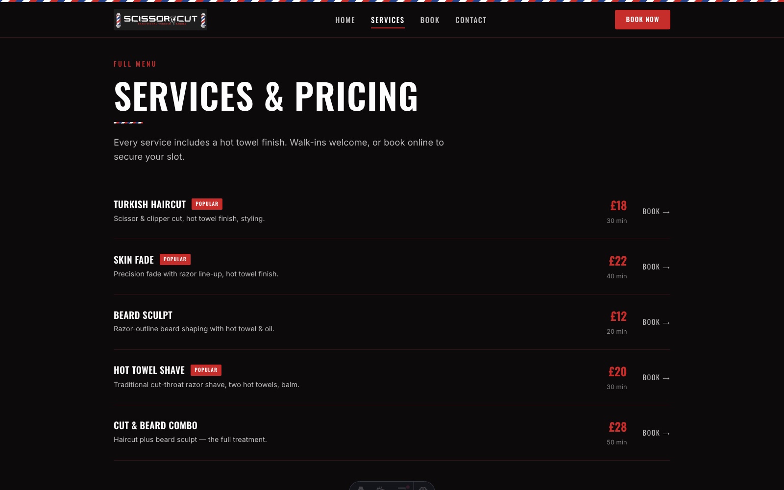 Scissor Cut — Service menu & pricing